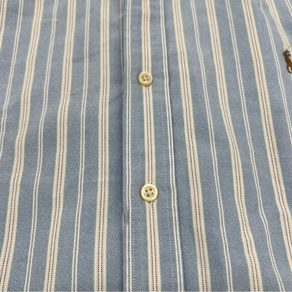 Polo by Ralph Lauren Men's Flesh Pony Blue, White & Pink Striped Shirt Size XL - Picture 6 of 11